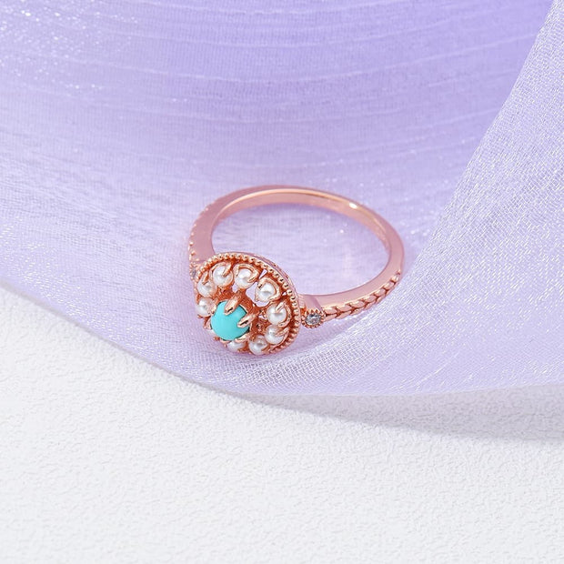 Vintage Turquoise And Pearl Ring