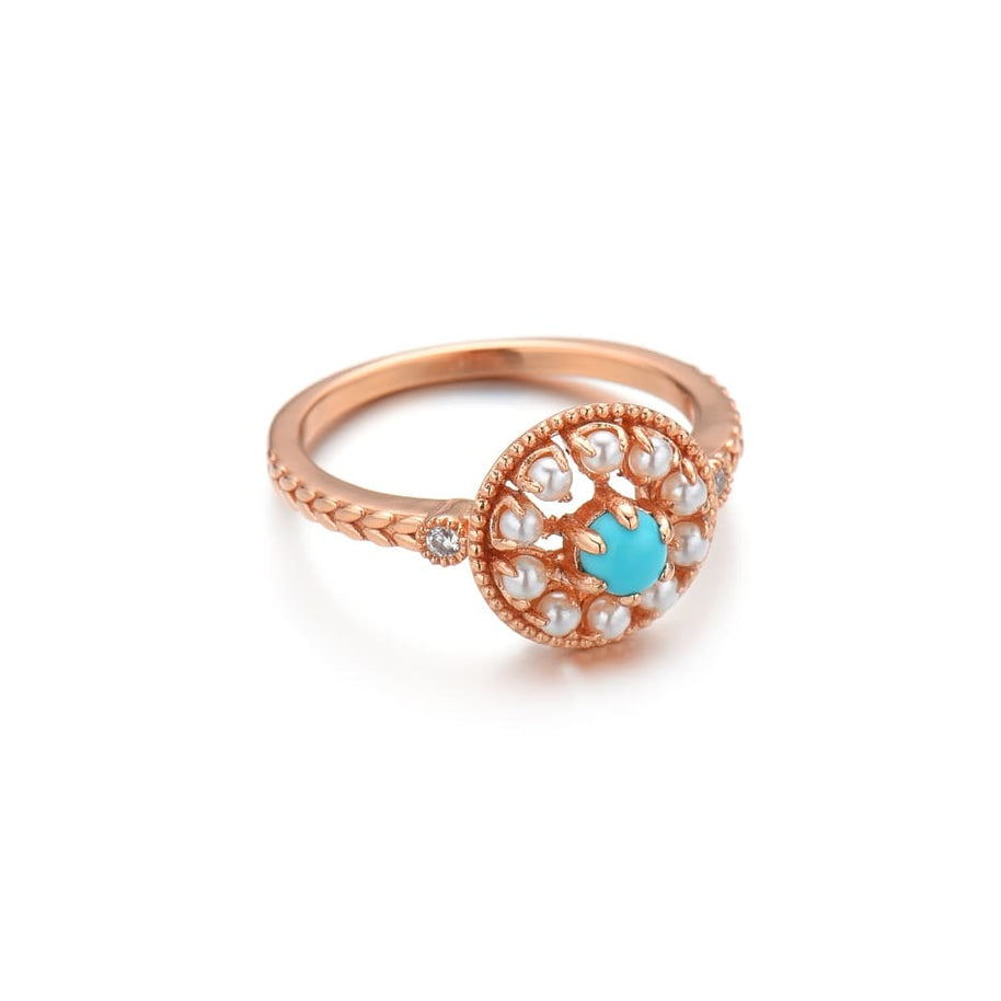 Vintage Turquoise And Pearl Ring