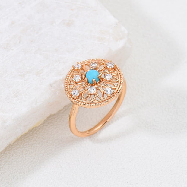 Vintage Turquoise And CZ Ring