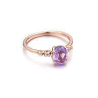 Oval Brazil Amethyst Engagement Ring Sterling Silver