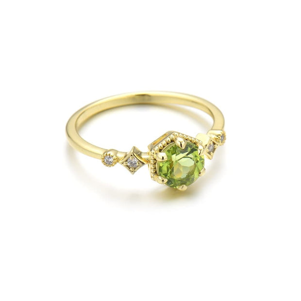 Round Peridot Ring Sterling Silver