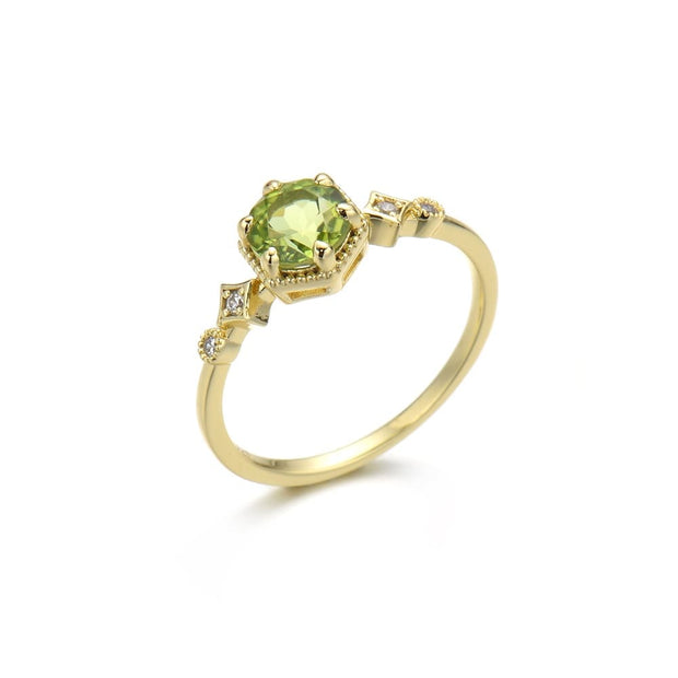 Round Peridot Ring Sterling Silver