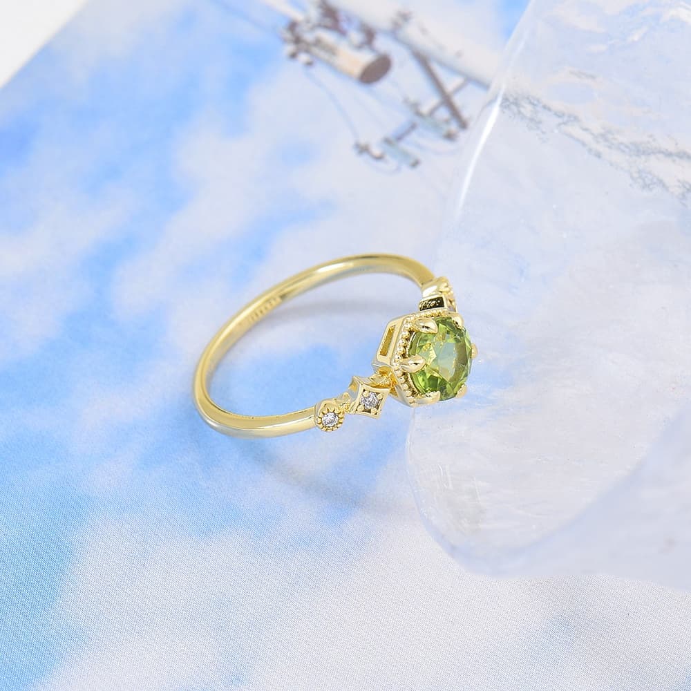 Round Peridot Ring Sterling Silver