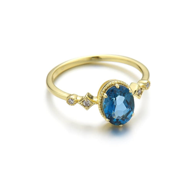 Oval London Blue Topaz Ring Sterling Silver