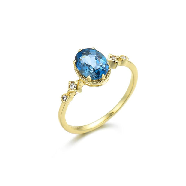 Oval London Blue Topaz Ring Sterling Silver