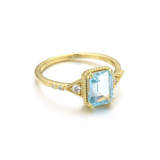Octagon Sky Blue Topaz Engagement Ring