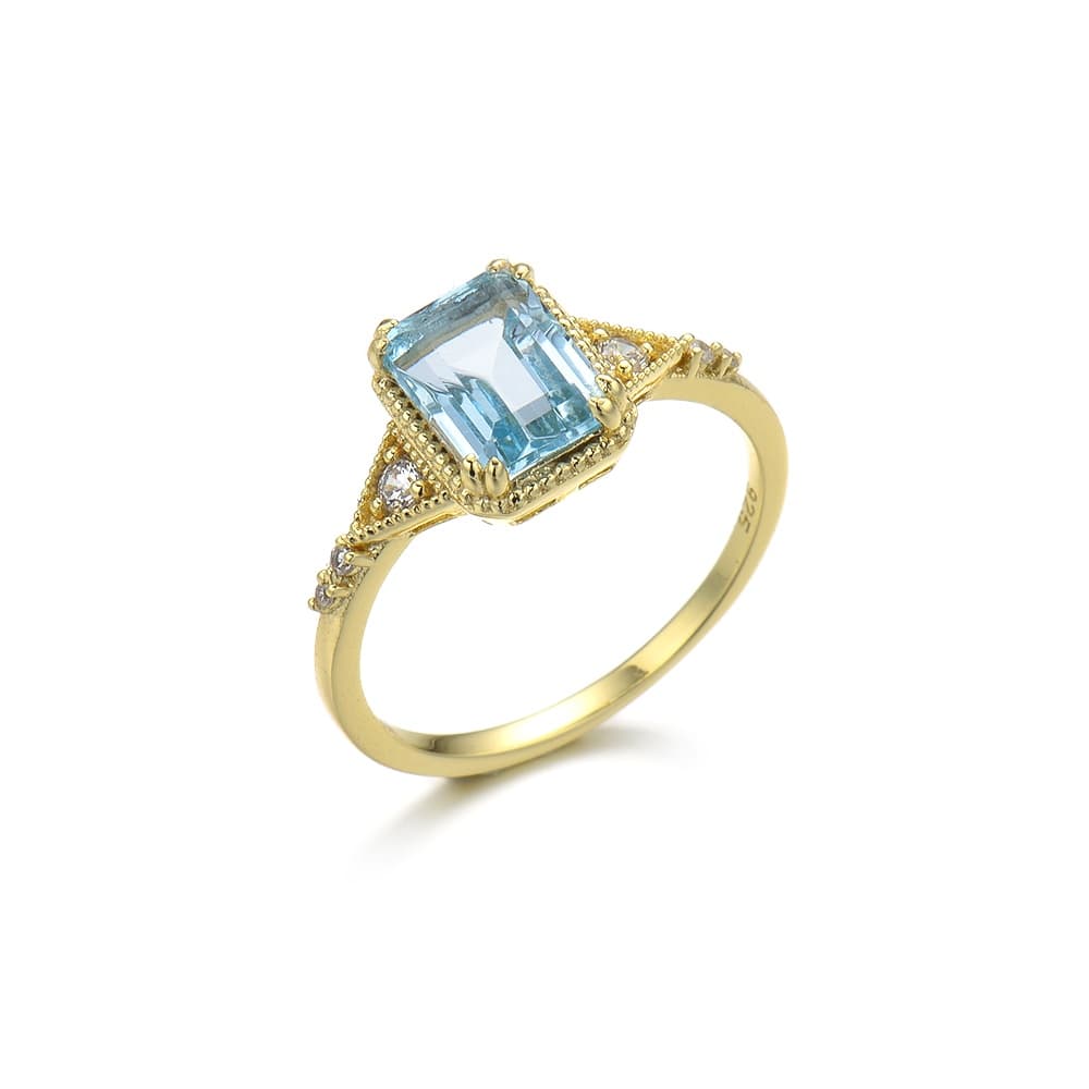 Octagon Sky Blue Topaz Engagement Ring