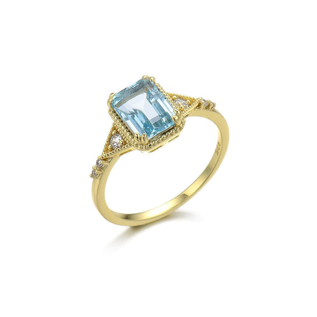 Octagon Sky Blue Topaz Engagement Ring