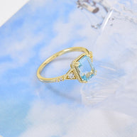 Octagon Sky Blue Topaz Engagement Ring