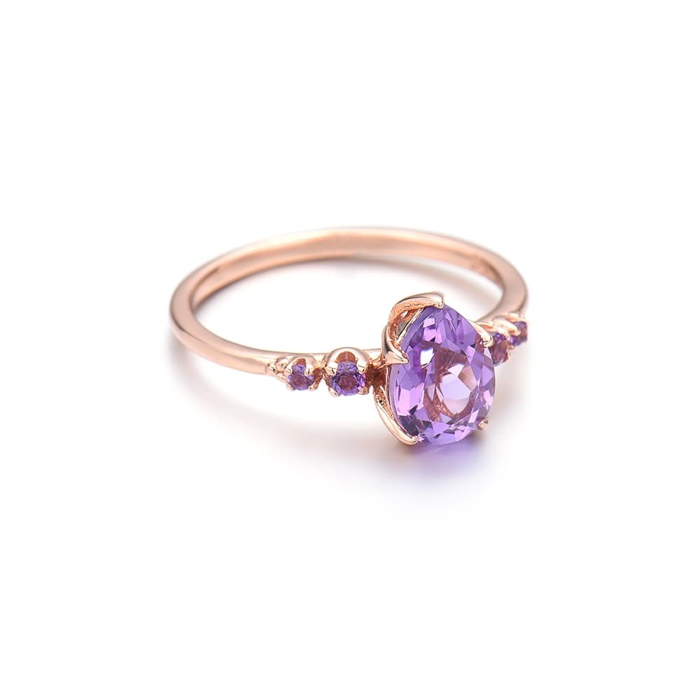 Pear Brazil Amethyst Ring