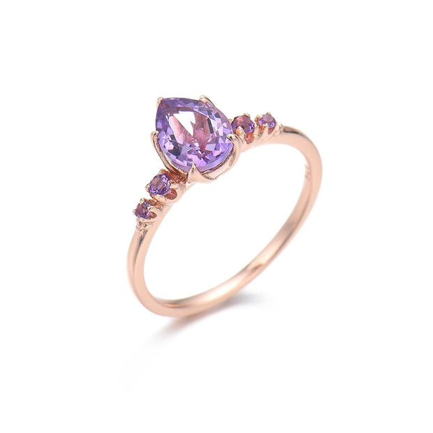 Pear Brazil Amethyst Ring