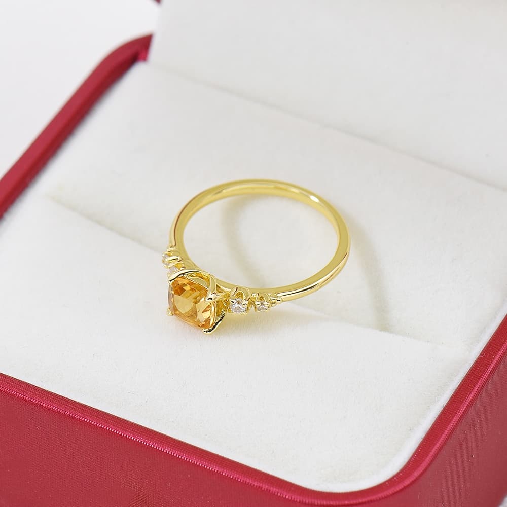 Citrine Cushion Ring
