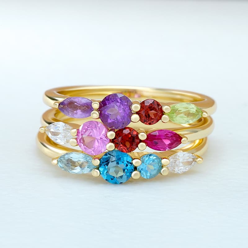 Colorful Amethyst Marquise Ring