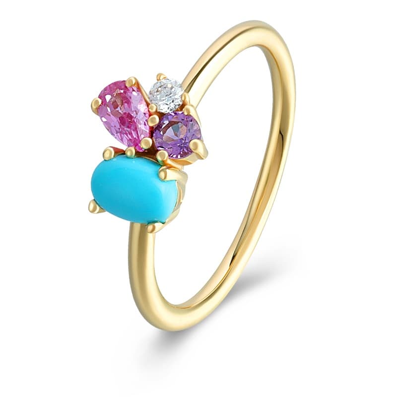Butterfly Turquoise Ring Colorful Stone