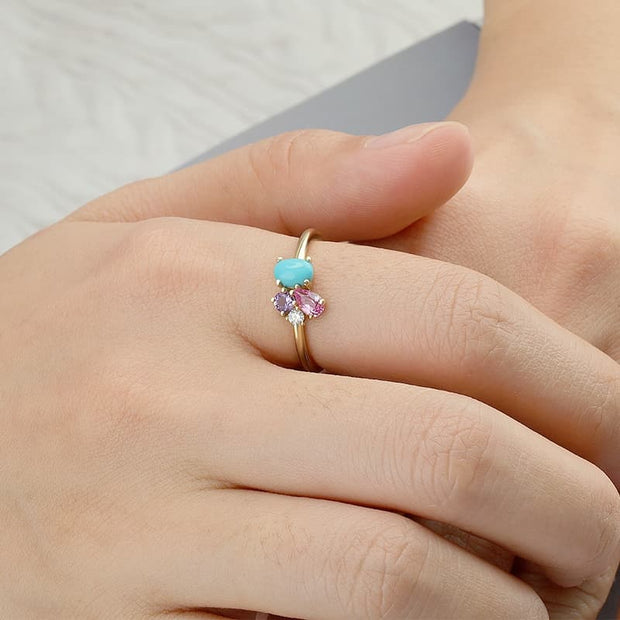 Butterfly Turquoise Ring Colorful Stone