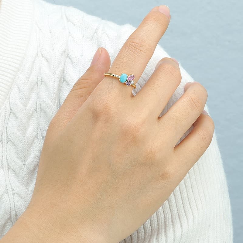 Butterfly Turquoise Ring Colorful Stone