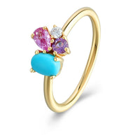 Butterfly Turquoise Ring Colorful Stone