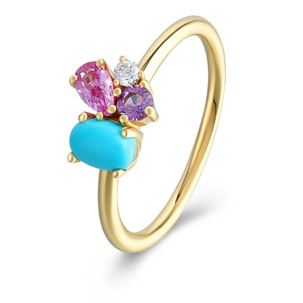 Butterfly Turquoise Ring Colorful Stone
