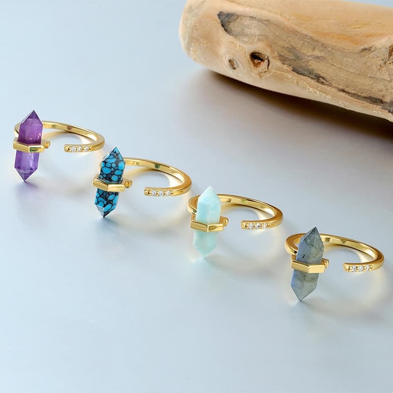 Hexagon Wire Turquoise Ring