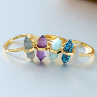 Hexagon Wire Turquoise Ring