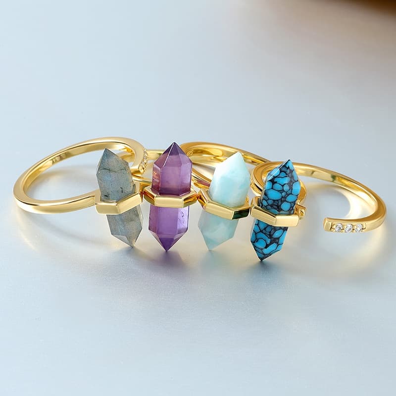Hexagon Wire Turquoise Ring