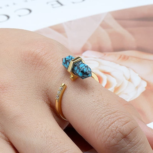 Hexagon Wire Turquoise Ring