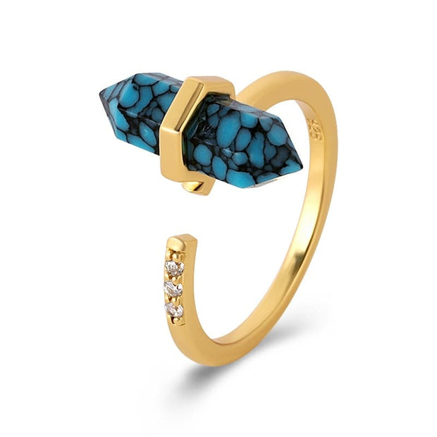 Hexagon Wire Turquoise Ring