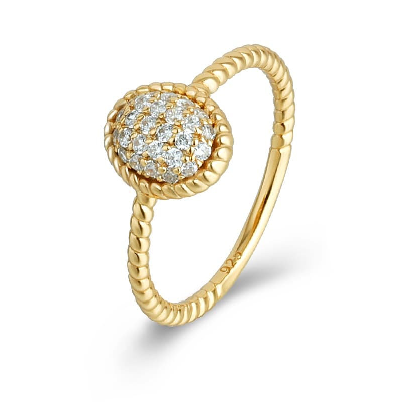 Oval Retro White Twisted Ring