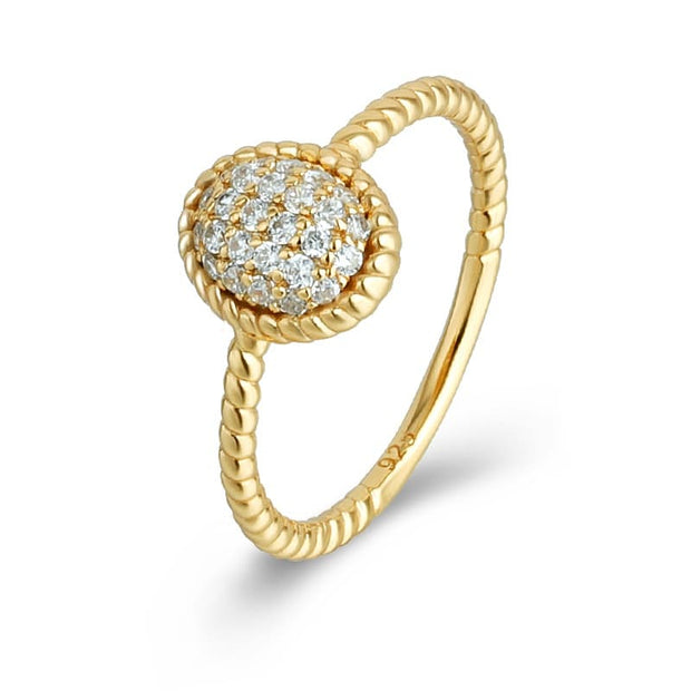 Oval Retro White Twisted Ring