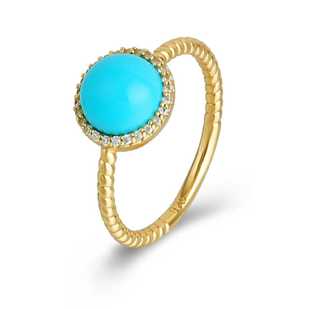 Created Turquoise Natural Stone Cabochon Ring