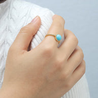 Created Turquoise Natural Stone Cabochon Ring