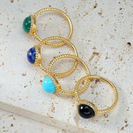 Created Turquoise Natural Stone Cabochon Ring