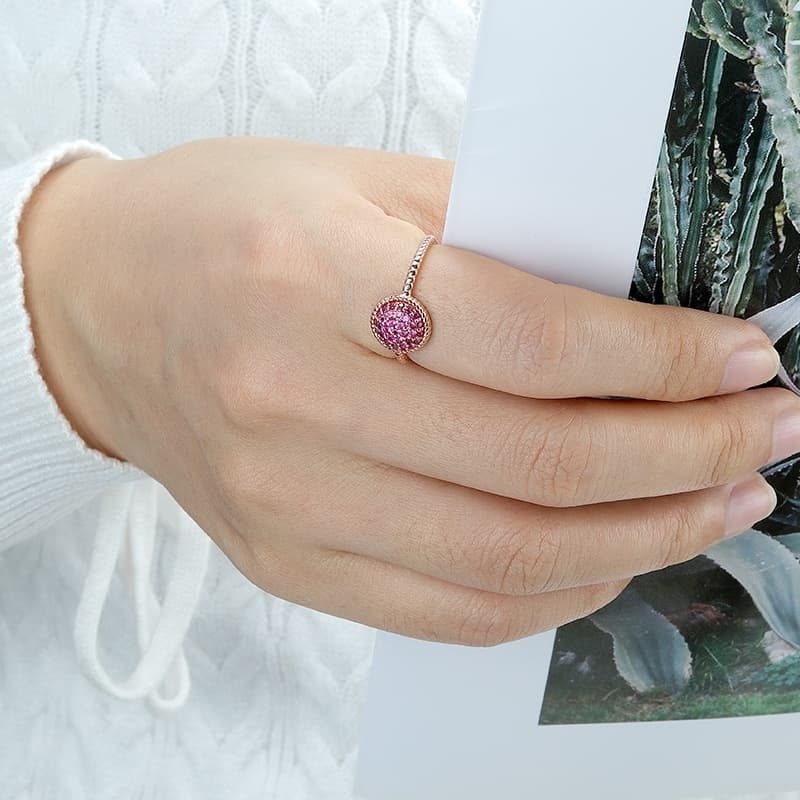 Retro Red CZ Twisted Ring