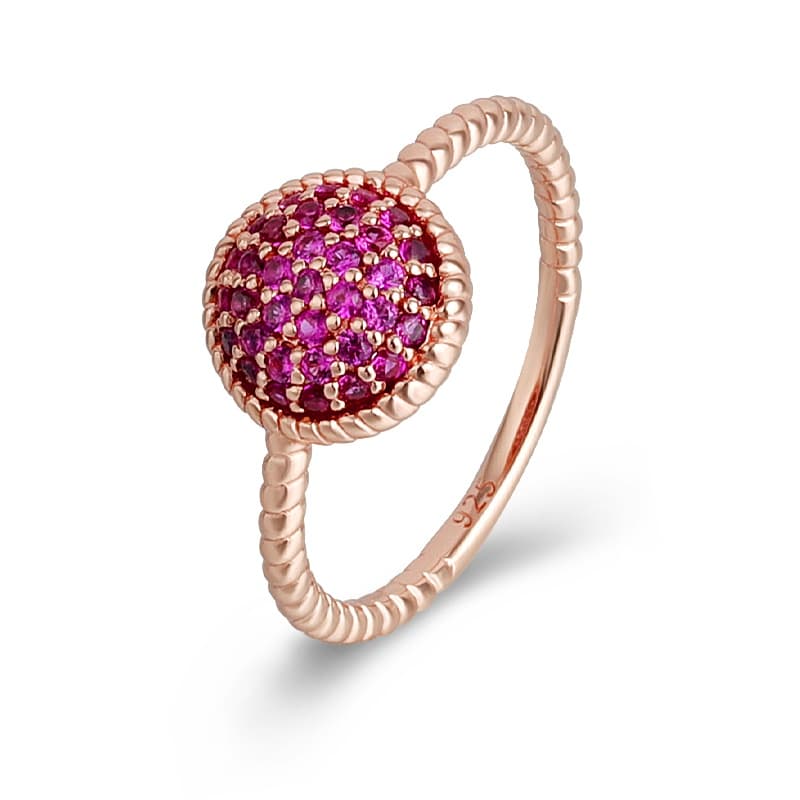 Retro Red CZ Twisted Ring
