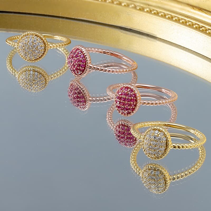 Retro Red CZ Twisted Ring