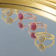 Retro Red CZ Twisted Ring