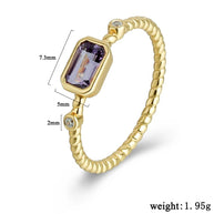 Amethyst Octagon Gemstone Ring Rope Band