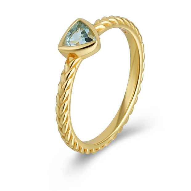 Sky Blue Topaz Triangle Gemstone Ring Rope Band