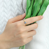 Round Blue Sapphire Ring Rope Band