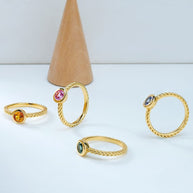 Round Blue Sapphire Ring Rope Band