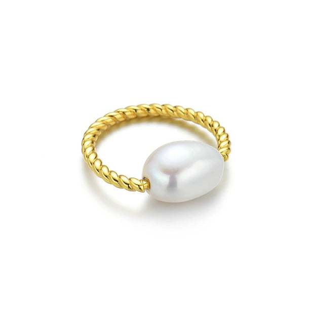 Baroque Pearl Ring Twisted Band