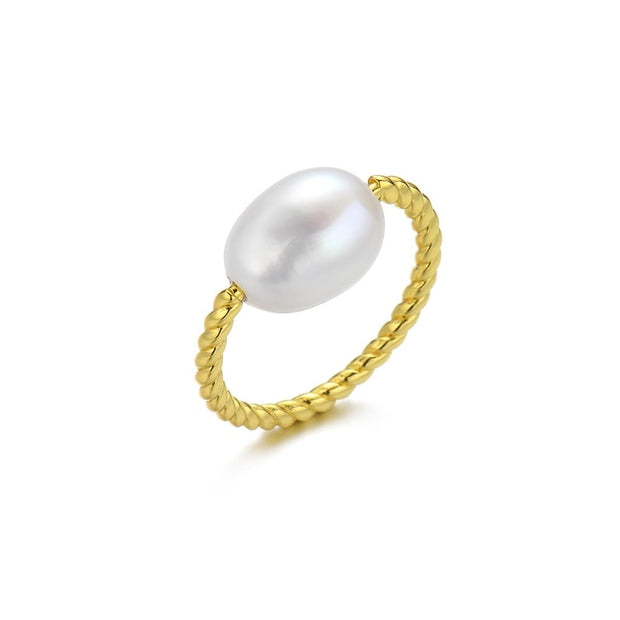 Baroque Pearl Ring Twisted Band SR00072