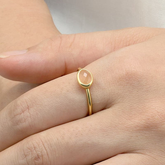 Orange Moonstone Ring Sterling Silver