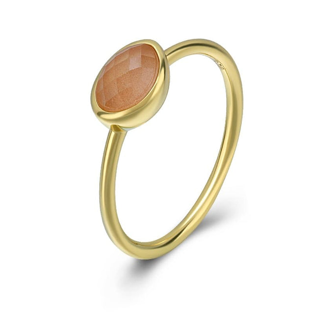 Orange Moonstone Ring Sterling Silver