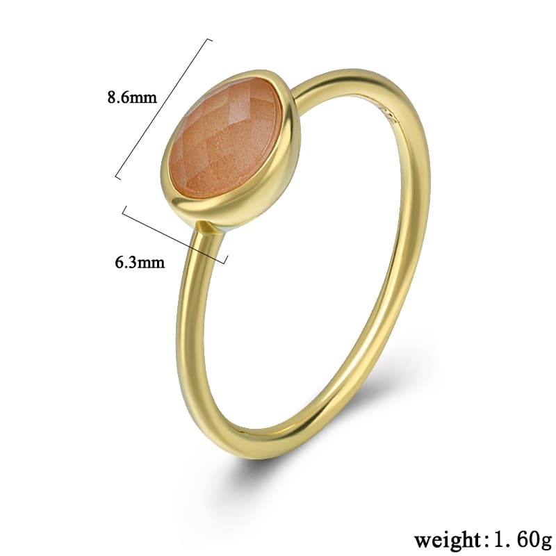 Orange Moonstone Ring Sterling Silver