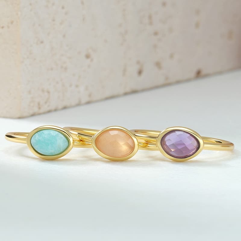 Orange Moonstone Ring Sterling Silver