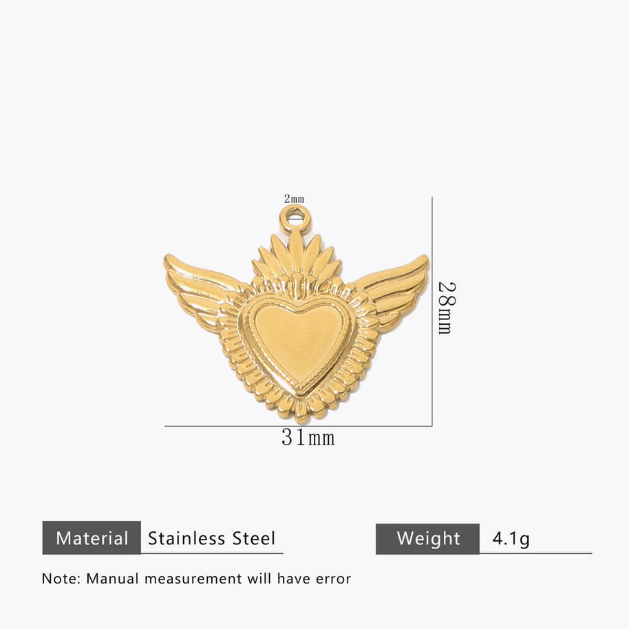 DIY Heart Pendant Steel 18K Gold Plated Handmade Jewelry