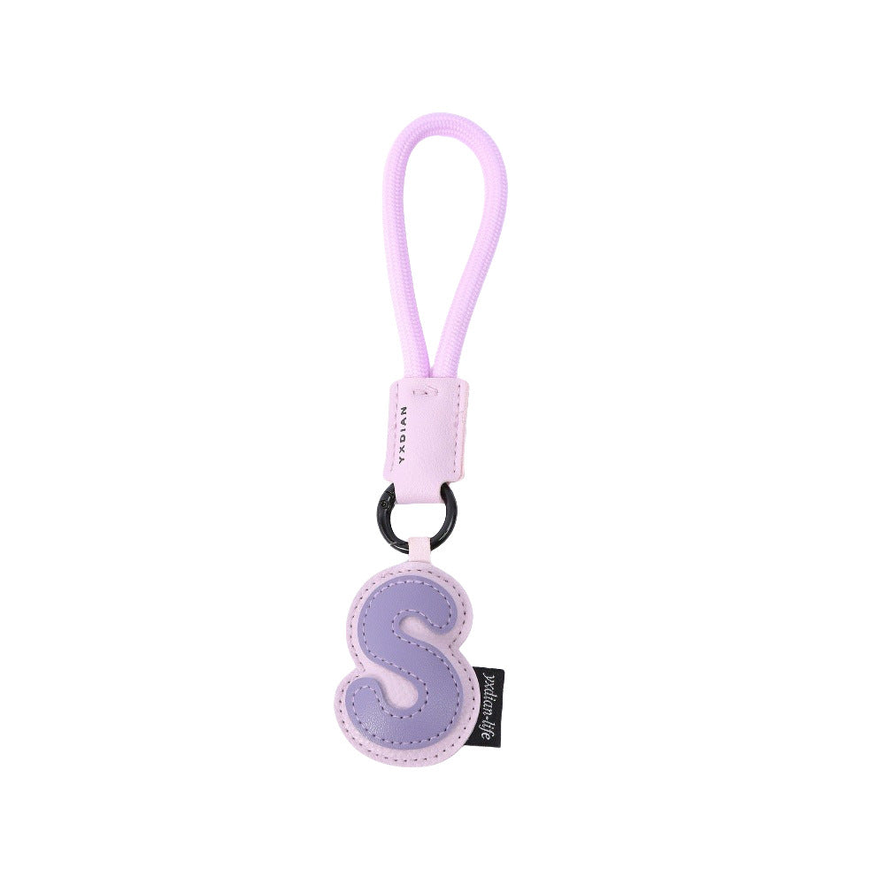 Letter Keychain | Leather Alphabet Charm | Dopamine Style
