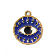 304 Steel Evil Eye Hamsa Pendant 18K Gold Enamel DIY