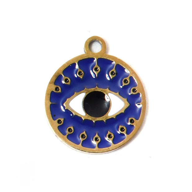 304 Steel Evil Eye Hamsa Pendant 18K Gold Enamel DIY